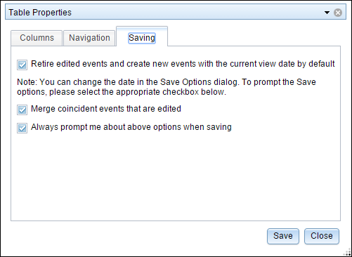 Saving tab Saving tab
