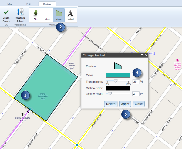 Adding a polygon using the markup tools Adding a polygon using the markup tools